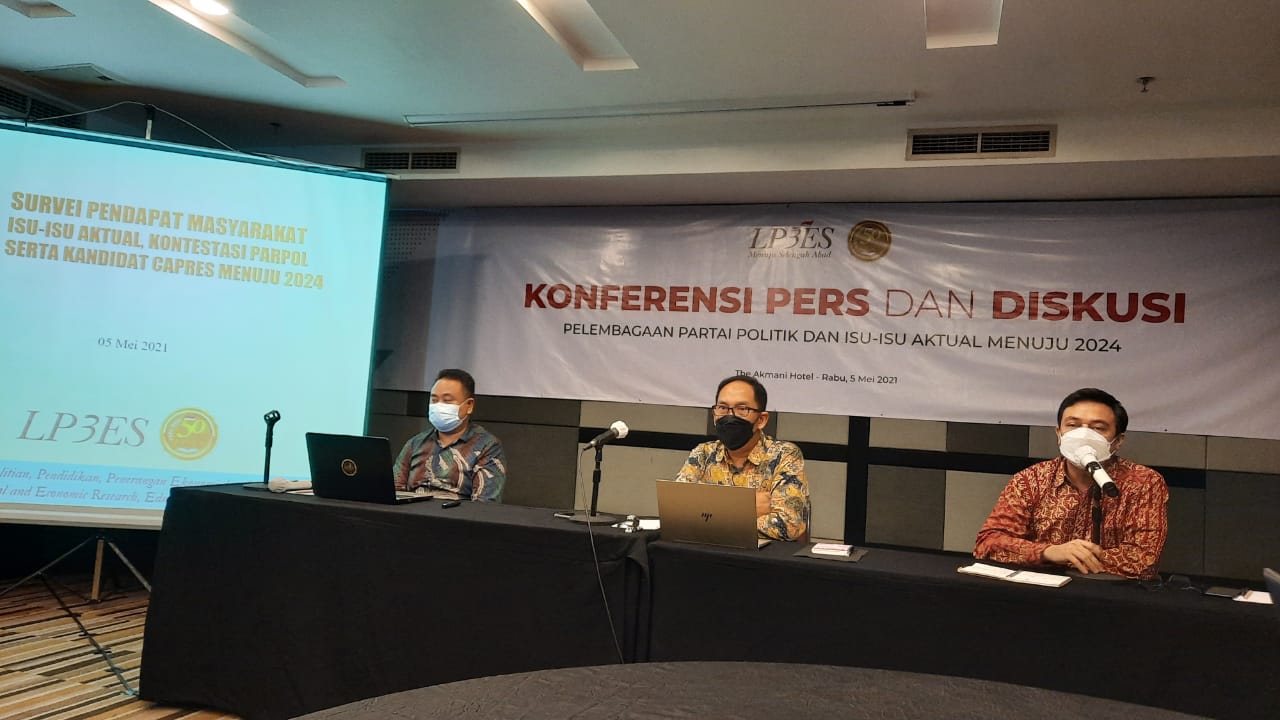 Survei LP3ES: PDIP 24%, Demokrat 11,2%, Gerindra 9%, Golkar 7,4% & PKS 5,6%